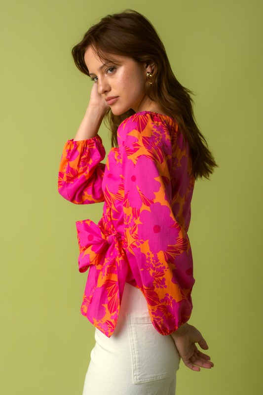 Just Darling Top in Orange/Fuchsia