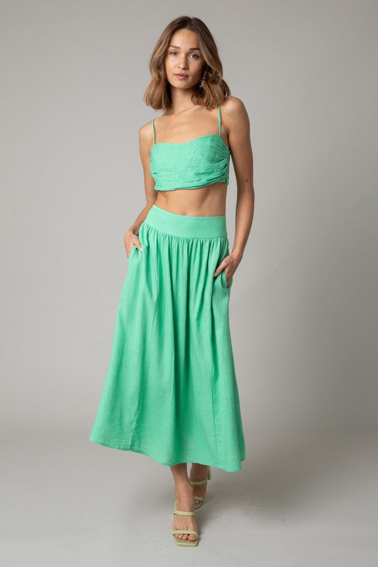 Getting Lucky Midi Skirt in Green