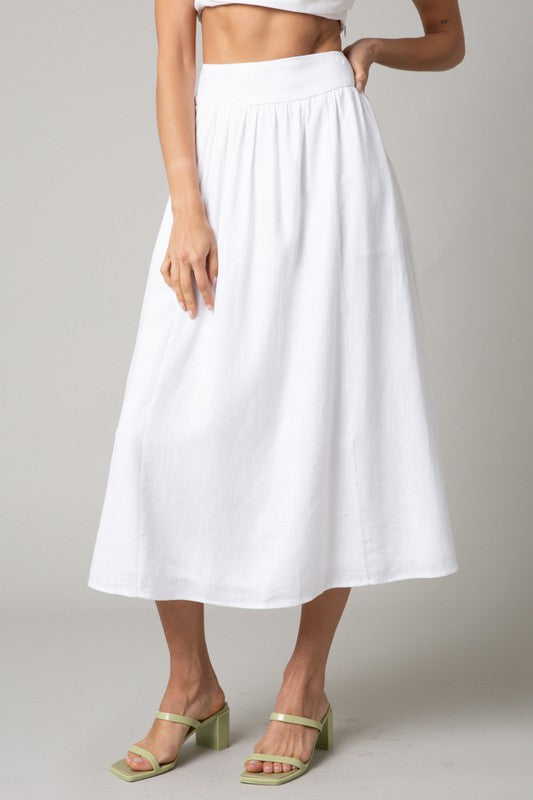 Getting Lucky Midi Skirt in Off White