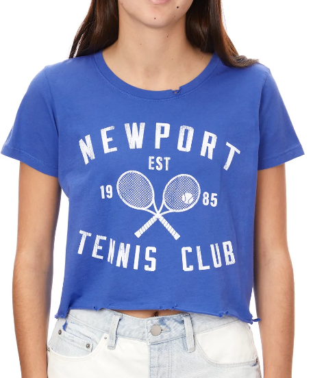 Newport Tennis Club Cropped Graphic Tee in Blue