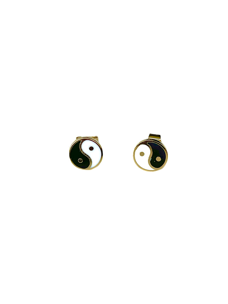 Yin Yang Stud Earrings in Gold