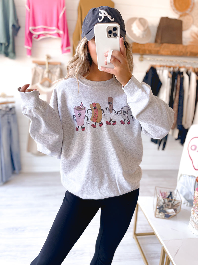 Take Me Out To The Ball Game Sweatshirt in Grey