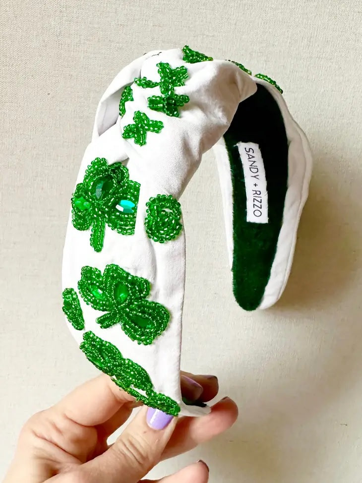 Luck Of The Irish Headband in White/Green